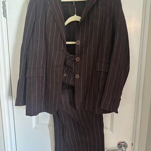 Carmen’s Corporate Collection Chocolate Brown Pinstripe Women’s Pants Suit